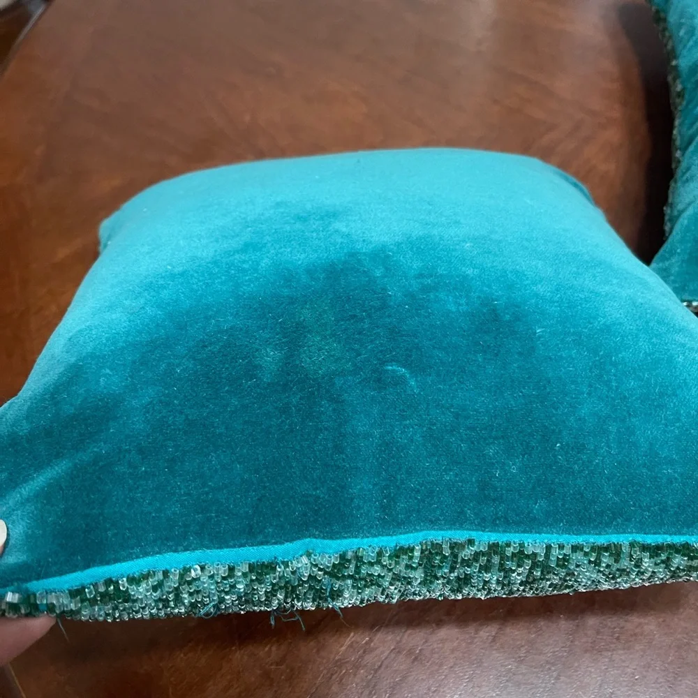 Set Pier 1 Imports Teal Beaded Velvet Throw Pillow